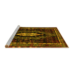 Sideview of Machine Washable Persian Yellow Traditional Rug, wshtr90yw