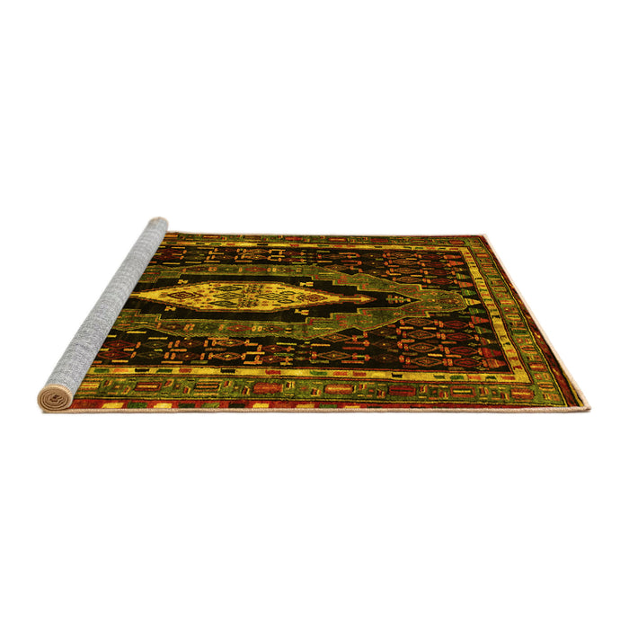 Sideview of Machine Washable Persian Yellow Traditional Rug, wshtr90yw