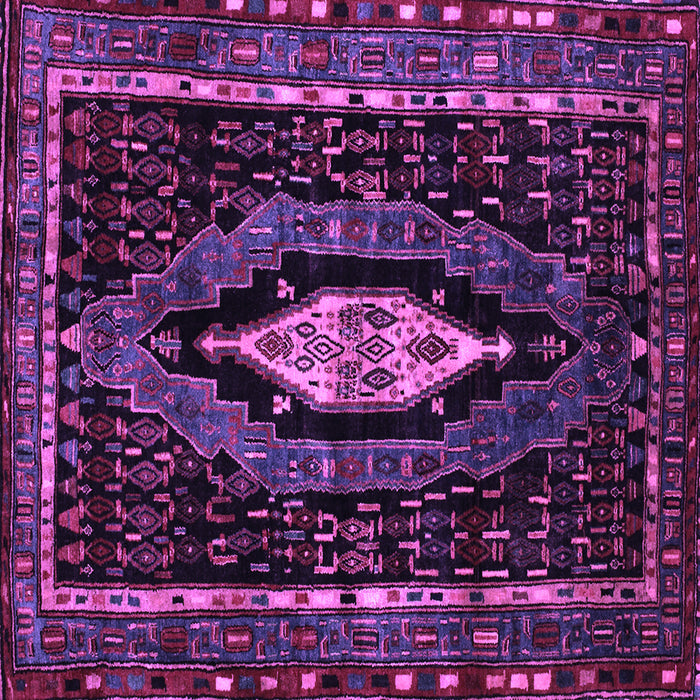 Square Machine Washable Persian Purple Traditional Area Rugs, wshtr90pur
