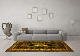 Machine Washable Persian Yellow Traditional Rug in a Living Room, wshtr90yw