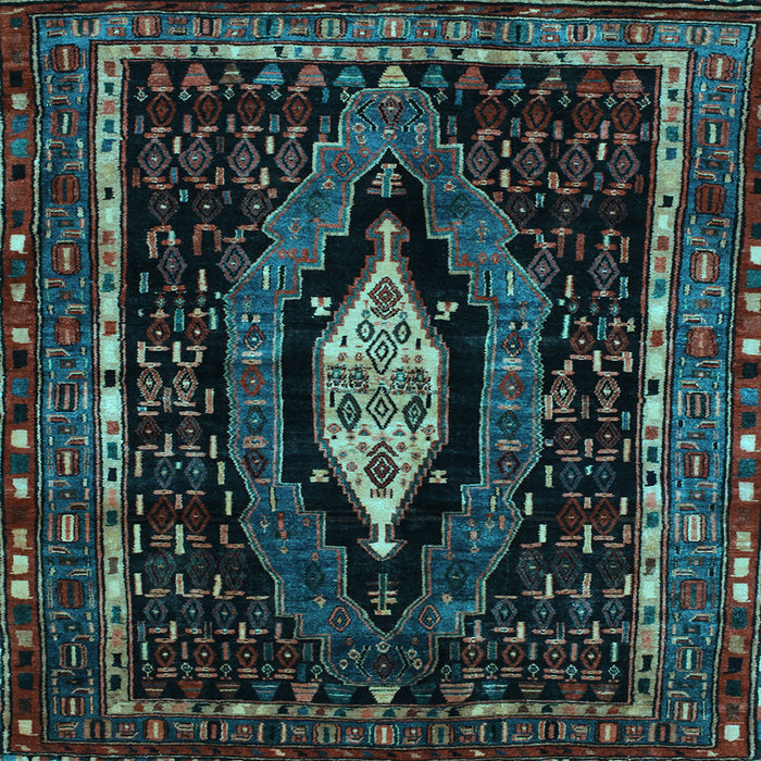 Square Machine Washable Persian Light Blue Traditional Rug, wshtr90lblu