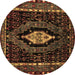 Round Machine Washable Persian Brown Traditional Rug, wshtr90brn