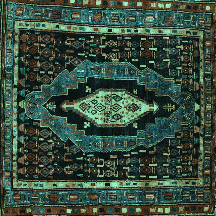 Square Machine Washable Persian Turquoise Traditional Area Rugs, wshtr90turq