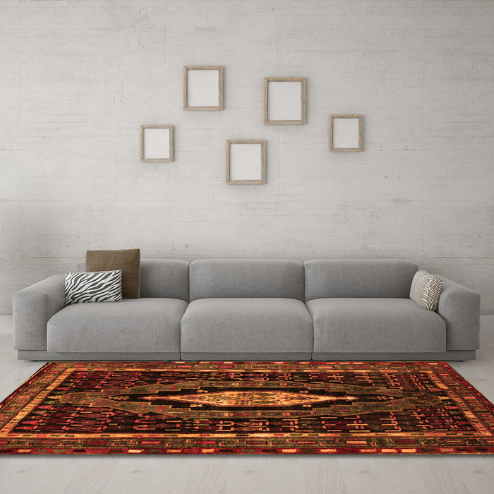 Machine Washable Persian Orange Traditional Area Rugs in a Living Room, wshtr90org