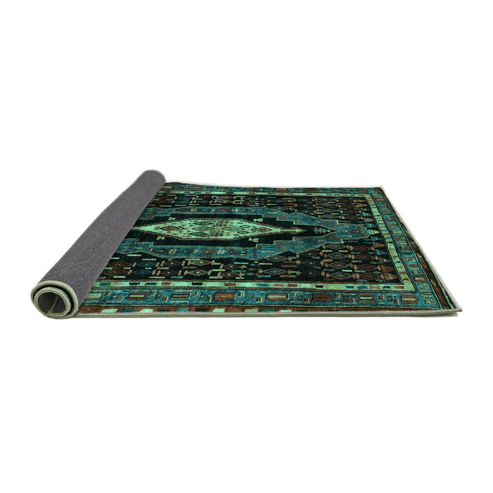 Sideview of Persian Turquoise Traditional Rug, tr90turq