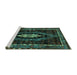 Sideview of Machine Washable Persian Turquoise Traditional Area Rugs, wshtr90turq