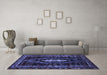 Machine Washable Persian Blue Traditional Rug in a Living Room, wshtr90blu