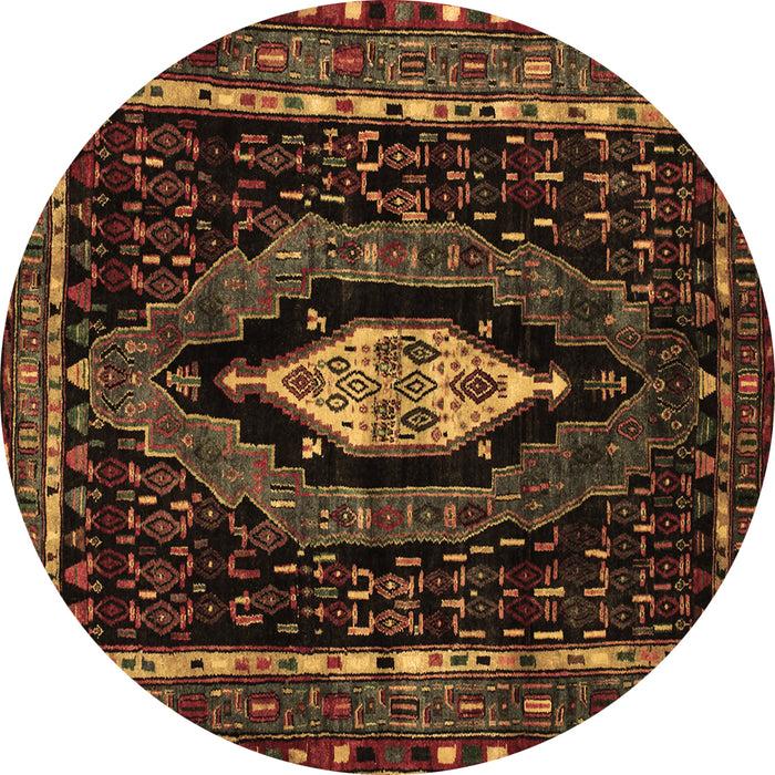 Round Persian Brown Traditional Rug, tr90brn