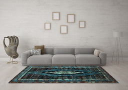 Machine Washable Persian Light Blue Traditional Rug in a Living Room, wshtr90lblu