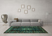 Machine Washable Persian Turquoise Traditional Area Rugs in a Living Room,, wshtr90turq