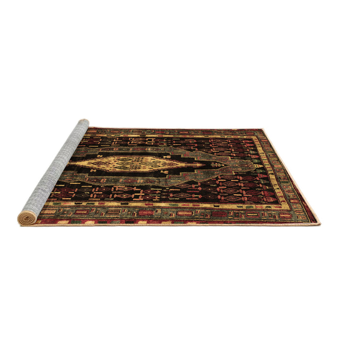 Sideview of Machine Washable Persian Brown Traditional Rug, wshtr90brn