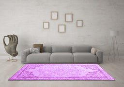 Machine Washable Persian Purple Traditional Area Rugs in a Living Room, wshtr910pur