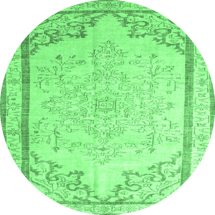 Round Persian Emerald Green Traditional Rug, tr910emgrn