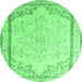 Round Persian Emerald Green Traditional Rug, tr910emgrn
