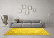 Machine Washable Persian Yellow Traditional Rug in a Living Room, wshtr910yw