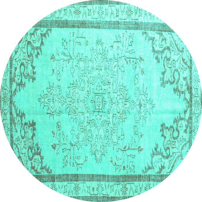 Round Machine Washable Persian Turquoise Traditional Area Rugs, wshtr910turq