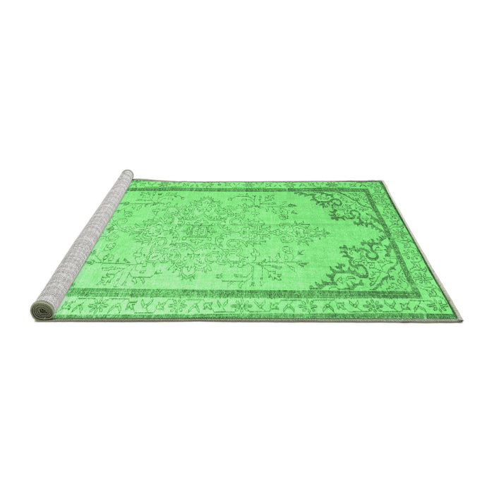 Sideview of Machine Washable Persian Emerald Green Traditional Area Rugs, wshtr910emgrn