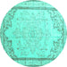 Round Persian Turquoise Traditional Rug, tr910turq