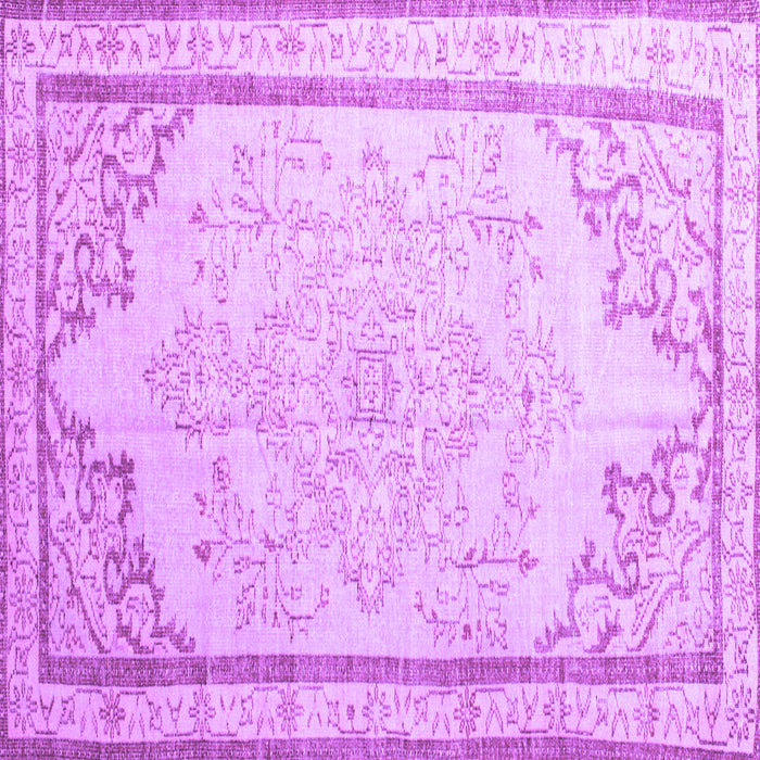 Square Machine Washable Persian Purple Traditional Area Rugs, wshtr910pur