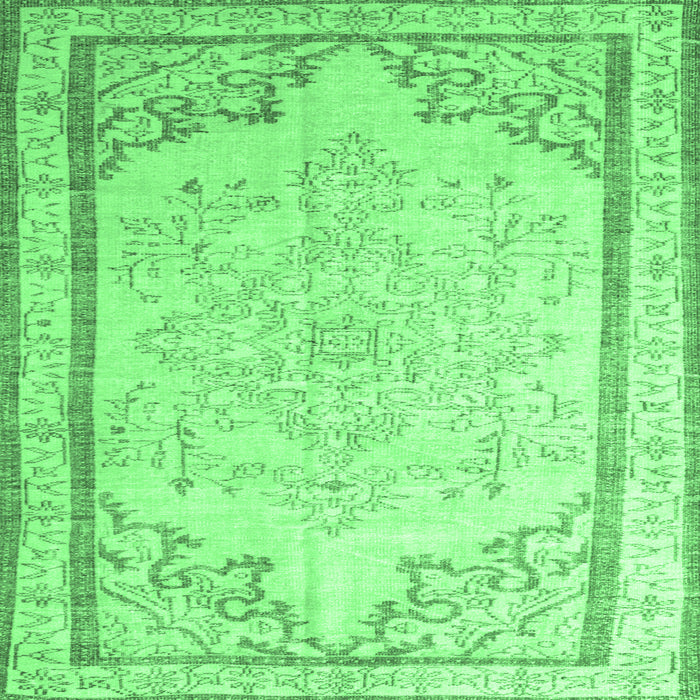 Square Machine Washable Persian Emerald Green Traditional Area Rugs, wshtr910emgrn