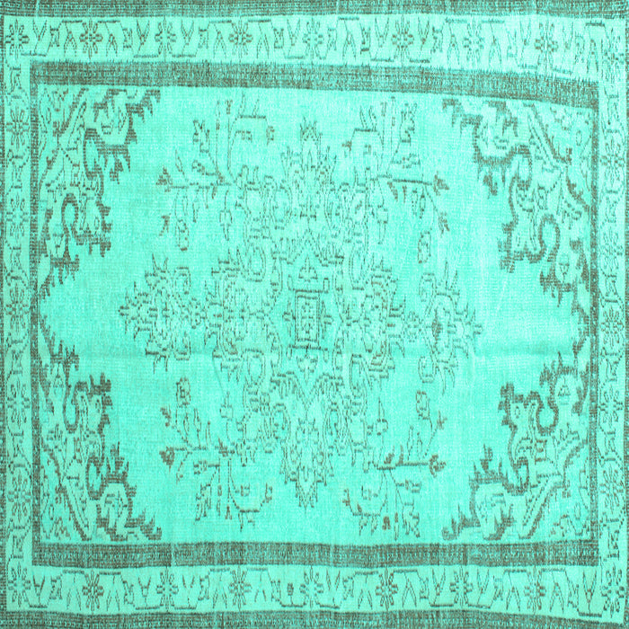 Square Machine Washable Persian Turquoise Traditional Area Rugs, wshtr910turq