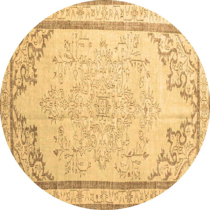 Round Persian Brown Traditional Rug, tr910brn
