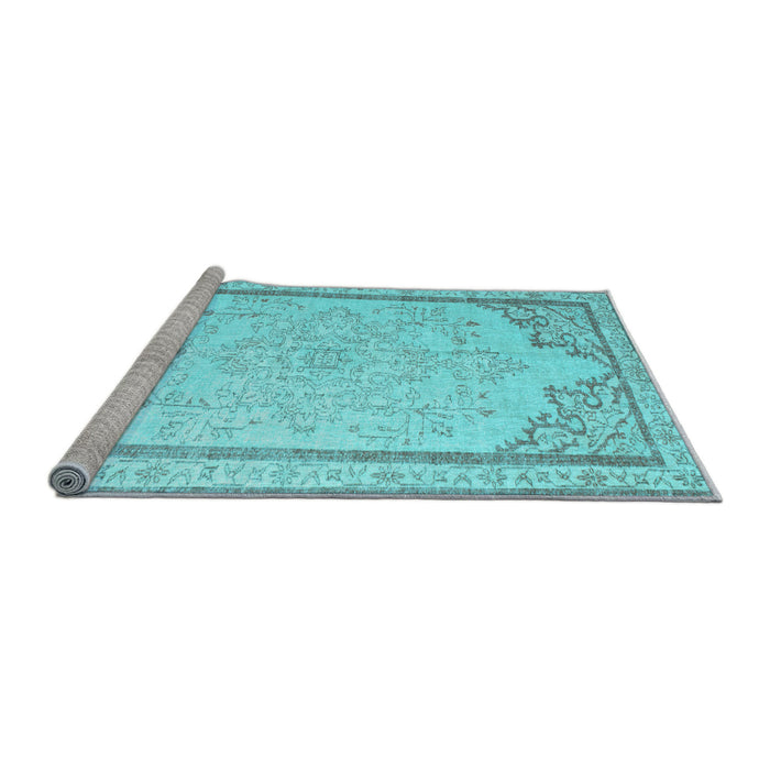 Sideview of Machine Washable Persian Light Blue Traditional Rug, wshtr910lblu