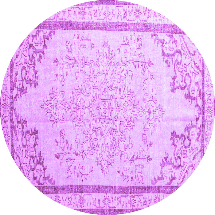 Round Persian Purple Traditional Rug, tr910pur