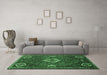 Machine Washable Persian Emerald Green Traditional Area Rugs in a Living Room,, wshtr911emgrn