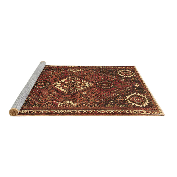 Sideview of Machine Washable Persian Brown Traditional Rug, wshtr911brn