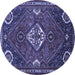 Round Machine Washable Persian Blue Traditional Rug, wshtr911blu