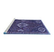 Sideview of Machine Washable Persian Blue Traditional Rug, wshtr911blu