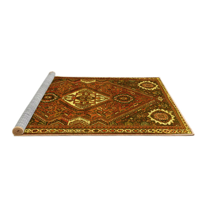 Sideview of Machine Washable Persian Yellow Traditional Rug, wshtr911yw