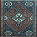 Square Machine Washable Persian Light Blue Traditional Rug, wshtr911lblu