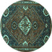 Round Persian Turquoise Traditional Rug, tr911turq