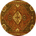 Round Persian Yellow Traditional Rug, tr911yw