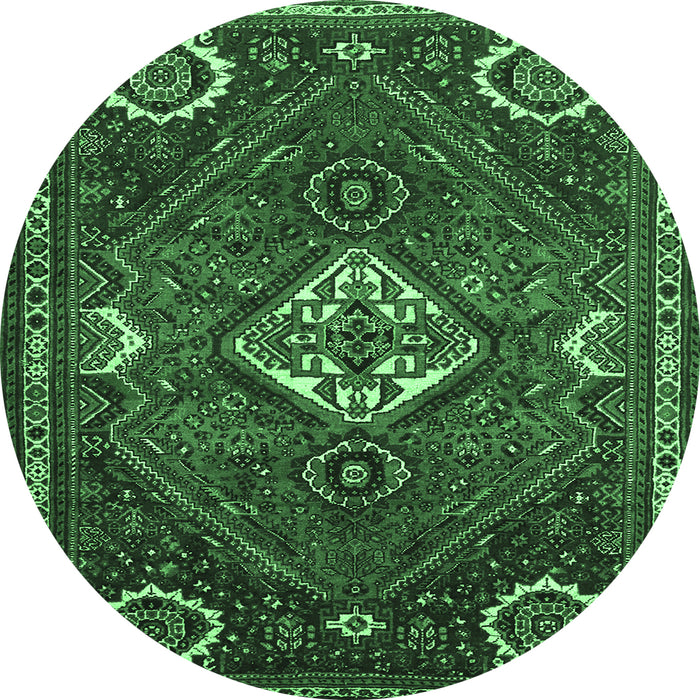 Round Persian Emerald Green Traditional Rug, tr911emgrn