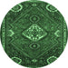 Round Persian Emerald Green Traditional Rug, tr911emgrn