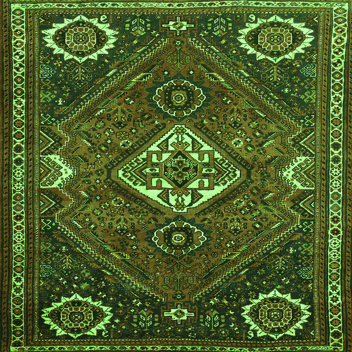 Round Machine Washable Persian Green Traditional Area Rugs, wshtr911grn