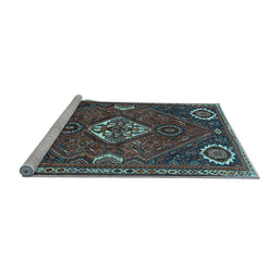 Sideview of Machine Washable Persian Light Blue Traditional Rug, wshtr911lblu