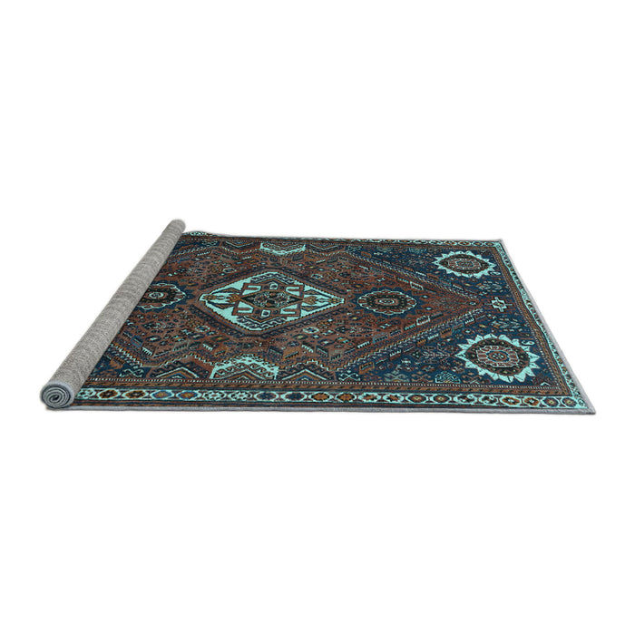 Sideview of Machine Washable Persian Light Blue Traditional Rug, wshtr911lblu