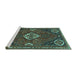 Sideview of Machine Washable Persian Turquoise Traditional Area Rugs, wshtr911turq