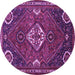 Round Machine Washable Persian Purple Traditional Area Rugs, wshtr911pur