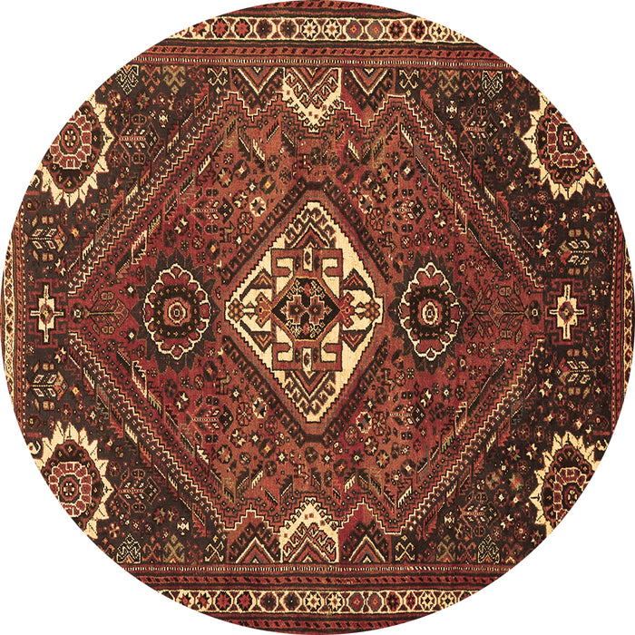 Round Persian Brown Traditional Rug, tr911brn