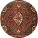 Round Persian Brown Traditional Rug, tr911brn