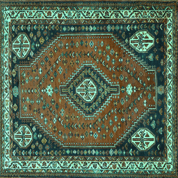 Square Machine Washable Persian Turquoise Traditional Area Rugs, wshtr912turq