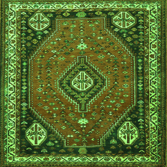 Round Machine Washable Persian Green Traditional Area Rugs, wshtr912grn