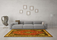 Machine Washable Persian Yellow Traditional Rug, wshtr912yw