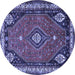 Round Machine Washable Persian Blue Traditional Rug, wshtr912blu