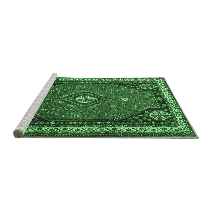 Sideview of Machine Washable Persian Emerald Green Traditional Area Rugs, wshtr912emgrn